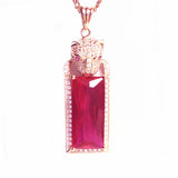 Purple Crystal Ruby Leopard's Head Pendant Necklace 14k Rose Charm