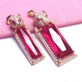 Purple Crystal Ruby Leopard's Head Pendant Necklace 14k Rose Charm