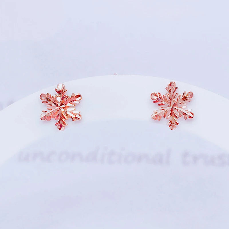 Purple Snowflake Earrings 14K Rose Romantic Engagement Jewelry