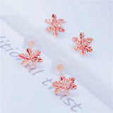 Purple Snowflake Earrings 14K Rose Romantic Engagement Jewelry