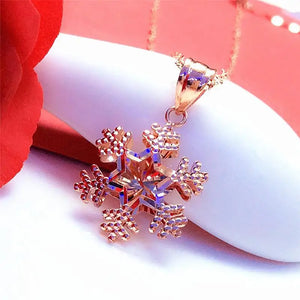 14K Rose Snowflake Necklace Delicate Purple Light Engagement Jewelry