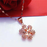 Delicate Purple Snowflake Necklace for Woman - 14K Rose Pendant