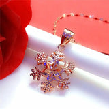 Delicate Purple Snowflake Necklace for Woman - 14K Rose Pendant