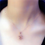Delicate Purple Snowflake Necklace for Woman - 14K Rose Pendant