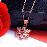 Delicate Purple Snowflake Necklace for Woman - 14K Rose Pendant