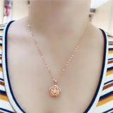 Purple Hollow Flower Pendant Necklace 14K Rose Chain Wedding Jewelry