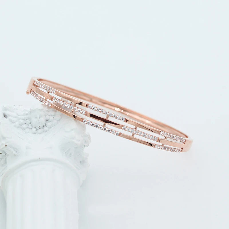 Purple Crystal Bracelet for Women 14K Rose Gold Wedding Jewelry