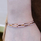 Purple Crystal Bracelet for Women 14K Rose Gold Wedding Jewelry