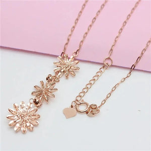 Purple Daisy Tassel Necklace 14K Rose Light Wedding Jewelry