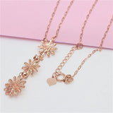 Purple Daisy Tassel Necklace 14K Rose Light Wedding Jewelry