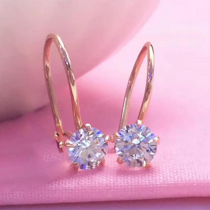 Purple Crystal Earrings 14K Rose Engagement Jewelry