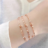 14K Rose Plated Purple Flower Double Bracelet for Women