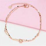 14K Rose Plated Purple Flower Double Bracelet for Women