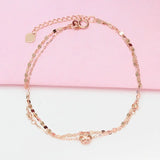 14K Rose Plated Purple Flower Double Bracelet for Women