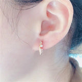 Purple Gemstone Geometric Earrings 14K Rose Jewelry