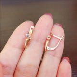 Purple Gemstone Geometric Earrings 14K Rose Jewelry