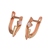Purple Gemstone Geometric Earrings 14K Rose Jewelry