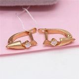 Purple Gemstone Geometric Earrings 14K Rose Jewelry
