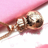 Purple Geometric Chinese Blessing Pendant in 14K Rose Plated Necklace