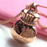 Purple Geometric Chinese Blessing Pendant in 14K Rose Plated Necklace