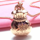 Purple Geometric Chinese Blessing Pendant in 14K Rose Plated Necklace