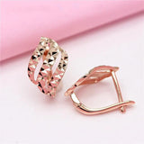 Purple Geometric Hollow Starry Earrings 14K Rose Ear Buckle Charm Party Jewelry