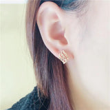 Purple Geometric Hollow Starry Earrings 14K Rose Ear Buckle Charm Party Jewelry