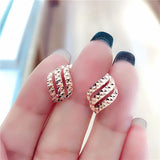 Purple Geometric Hollow Starry Earrings 14K Rose Ear Buckle Charm Party Jewelry
