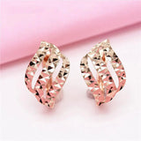 Purple Geometric Hollow Starry Earrings 14K Rose Ear Buckle Charm Party Jewelry