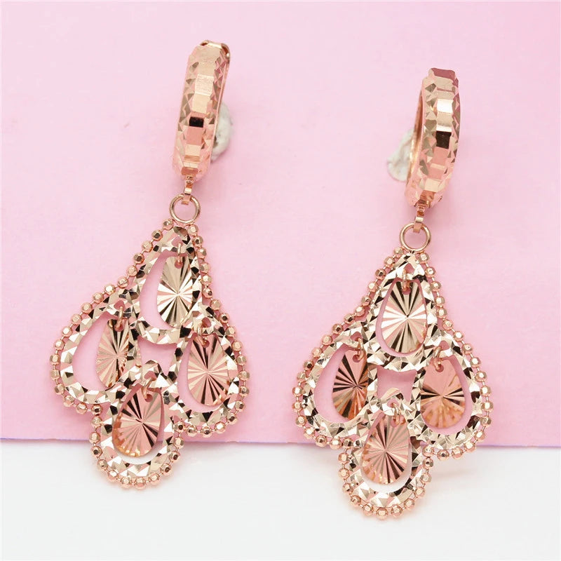 Purple Geometric Starry Earrings with 14K Rose Ear Buckle
