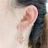 Purple Geometric Starry Earrings with 14K Rose Ear Buckle