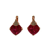 Purple Geometric Square Ruby Earrings 14K Rose Plated