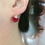 Purple Geometric Square Ruby Earrings 14K Rose Plated