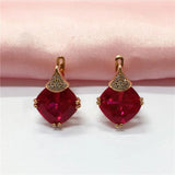 Purple Geometric Square Ruby Earrings 14K Rose Plated