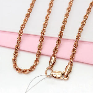 Purple Hip-Hop Twisted Rope Chain Chunky Necklace 14K Rose Jewelry