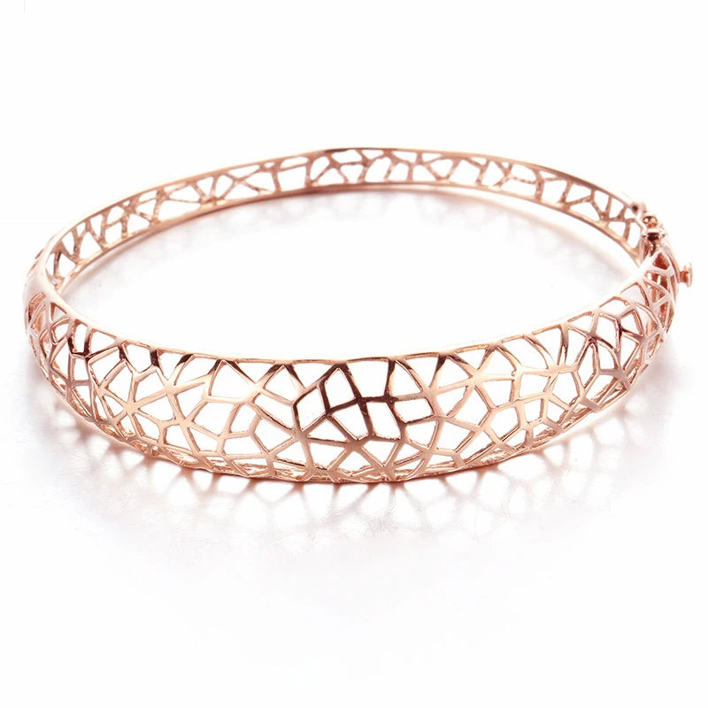 14K Rose Gold Hollow Charm Bracelet for Women - Purple, Wide Version