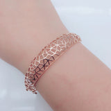 14K Rose Gold Hollow Charm Bracelet for Women - Purple, Wide Version
