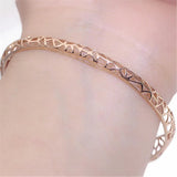 14K Rose Gold Hollow Charm Bracelet for Women - Purple, Wide Version