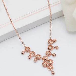 Purple Hollow Flower Fringed Chains Necklace 14K Rose Plated Pendant