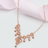 Purple Hollow Flower Fringed Chains Necklace 14K Rose Plated Pendant Charm