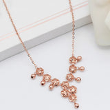 Purple Hollow Flower Fringed Chains Necklace 14K Rose Plated Pendant Charm