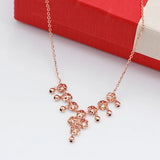 Purple Hollow Flower Fringed Chains Necklace 14K Rose Plated Pendant