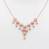 Purple Hollow Flower Fringed Chains Necklace 14K Rose Plated Pendant Charm