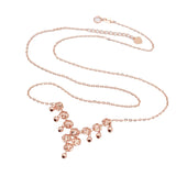 Purple Hollow Flower Fringed Chains Necklace 14K Rose Plated Pendant