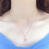 Purple Crystal Chain Necklace with 14K Rose Charm