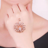 Purple Crystal Flower Pendant Necklace 14K Rose Gold Romantic Wedding Jewelry