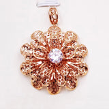 Purple Crystal Flower Pendant Necklace 14K Rose Gold Romantic Wedding Jewelry