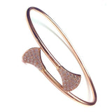 14K Rose Gold Triangle Bracelet with Purple Inlaid Crystal for Women