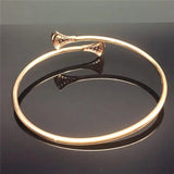 14K Rose Gold Triangle Bracelet with Purple Inlaid Crystal for Women