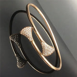 14K Rose Gold Triangle Bracelet with Purple Inlaid Crystal for Women